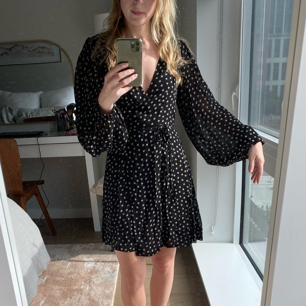 Ganni Polka Dot Wrap Dress